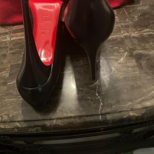 Christian Louboutin Black and Red Patent Leather Heels